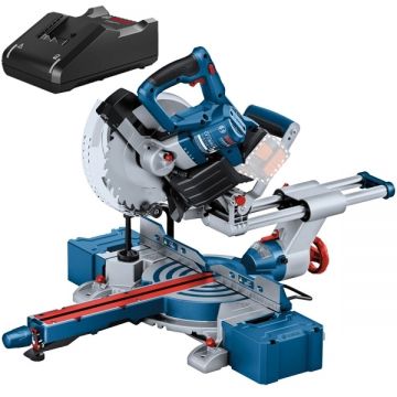 Bosch  GCM 18V-216 D + GAL 18V-40 - Fierastrau circular stationar fara acumulatori Li-Ion 18 V - Ah 216x30 mm + Incarcator acumulatori