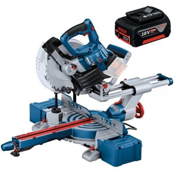 Bosch  GCM 18V-216 D + GBA - Fierastrau circular stationar 216x30 mm + Acumulator Li-Ion 18 V 5 Ah