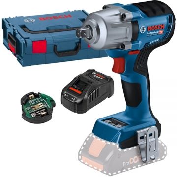 Bosch  GDS 18V-450 PC + GAL 1880 CV - Masina de insurubat cu impact fara acumulatori Li-Ion 18 V - Ah patrat 1/2 inch 450 Nm M10-M20 valiza speciala accesorii + Incarcator acumulatori