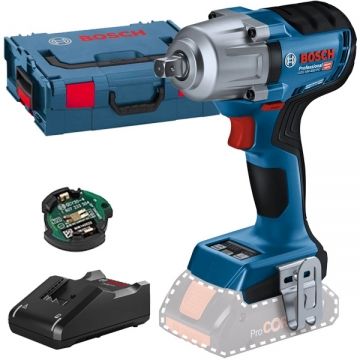 Bosch  GDS 18V-450 PC + GAL 18V-40 - Masina de insurubat cu impact fara acumulatori Li-Ion 18 V - Ah patrat 1/2 inch 450 Nm M10-M20 valiza speciala accesorii + Incarcator acumulatori