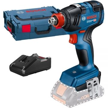 Bosch  GDX 18V-200 + GAL 18V-40 - Masina de insurubat cu impact fara acumulatori Li-Ion 18 V - Ah patrat 1/2 inch si hexagon interior 1/4 inch 200 Nm M6-M16 valiza speciala + Incarcator acumulatori