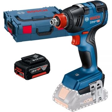 Bosch  GDX 18V-200 + GBA - Masina de insurubat cu impact patrat 1/2 inch si hexagon interior 1/4 inch 200 Nm M6-M16 valiza speciala + Acumulator Li-Ion 18 V 5 Ah