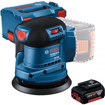 Bosch  GEX 185-LI + GBA - Slefuitor cu excentric 125 mm valiza speciala + Acumulator Li-Ion 18 V 5 Ah