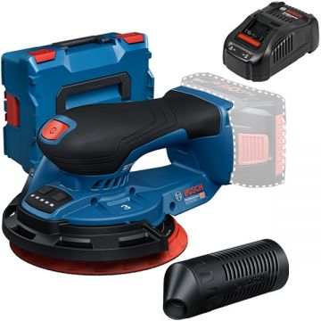 Bosch  GEX 18V-150-3 + GAL 1880 CV - Slefuitor cu excentric fara acumulatori 18 V - Ah 150 mm valiza speciala + Incarcator acumulatori