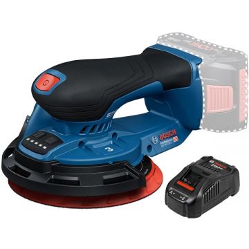 Bosch  GEX 18V-150-3 + GAL 1880 CV - Slefuitor cu excentric fara acumulatori Li-Ion 18 V - Ah 150 mm + Incarcator acumulatori