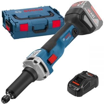 Bosch  GGS 18V-23 LC + GAL 1880 CV - Polizor drept  fara acumulatori Li-Ion 18 V - Ah 6 mm valiza speciala + Incarcator acumulatori