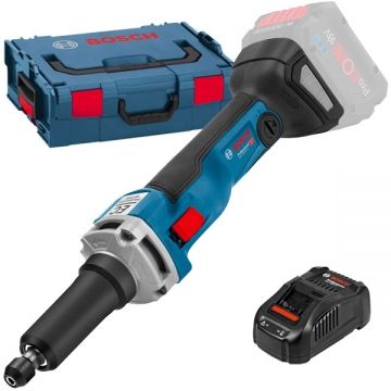 Bosch  GGS 18V-23 PLC + GAL 1880 CV - Polizor drept  fara acumulatori Li-Ion 18 V - Ah 6 mm valiza speciala + Incarcator acumulatori