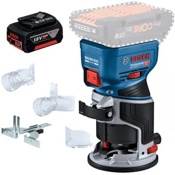 Bosch  GKF 18V-8 + GBA - Masina de frezat 6 6.35 8 mm + Acumulator Li-Ion 18 V 5 Ah