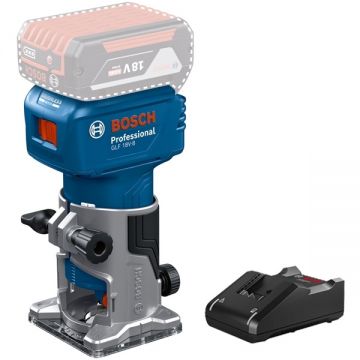 Bosch  GLF 18V-8 + GAL 18V-40 - Masina de frezat fara acumulatori Li-Ion 18 V - Ah 6 6.35 8 mm + Incarcator acumulatori