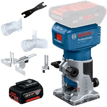 Bosch  GLF 18V-8 + GBA - Masina de frezat 6 6.35 8 mm accesorii + Acumulator Li-Ion 18 V 5 Ah