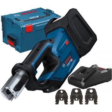 Bosch  GPT 18V-19 + GAL 18V-40 - Aparat de presare fara acumulatori Li-Ion 18 V - Ah 19 kN 35-40 mm valiza speciala accesorii + Incarcator acumulatori