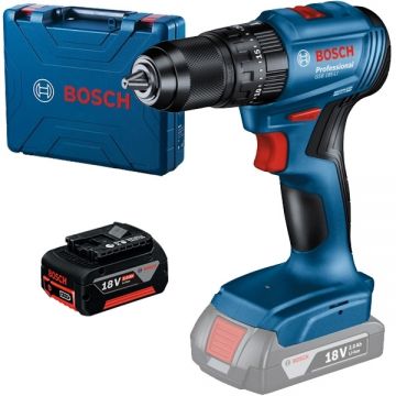 Bosch  GSB 185-LI + GBA - Masina de gaurit si insurubat cu percutie 50 Nm valiza plastic + Acumulator Li-Ion 18 V 5 Ah