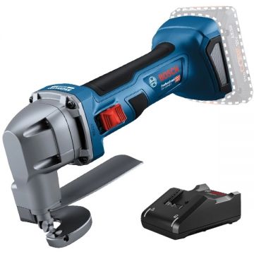 Bosch  GSC 18V-16 E + GAL 18V-40 - Masina de taiat tabla fara acumulatori Li-Ion 18 V - Ah 1.6 mm + Incarcator acumulatori