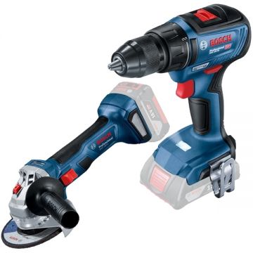 Bosch  GSR 18V-50 + GWS 180-LI - Masina de gaurit si insurubat fara acumulatori si incarcator Li-Ion 18 V - Ah 50 Nm + Polizor unghiular 125 mm