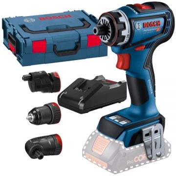 Bosch  GSR 18V-90 FC + GAL 18V-40 - Masina de gaurit si insurubat fara acumulatori Li-Ion 18 V - Ah 64 Nm valiza speciala accesorii + Incarcator acumulatori