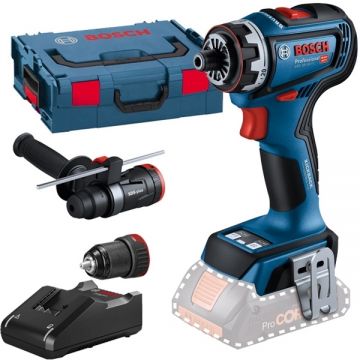 Bosch  GSR 18V-90 FC + GAL 18V-40 - Masina de gaurit si insurubat fara acumulatori Li-Ion 18 V - Ah 64 Nm valiza speciala accesorii + Incarcator acumulatori