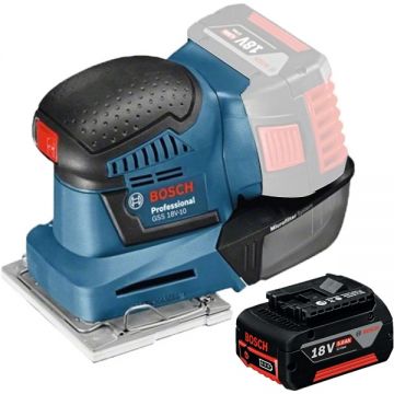 Bosch  GSS 18V-10 + GBA - Slefuitor cu vibratii 101x113 mm + Acumulator Li-Ion 18 V 5 Ah