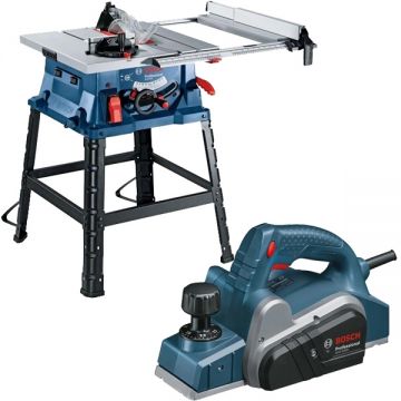 Bosch  GTS 254 + GHO 6500 - Fierastrau circular de masa 1800 W 254 mm + Rindea electrica 650 W 82 mm