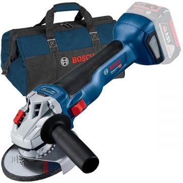 Bosch  GWS 18V-10 + 1619BZ0100 - Polizor unghiular fara acumulatori si incarcator Li-Ion 18 V - Ah 125 mm + Geanta textila
