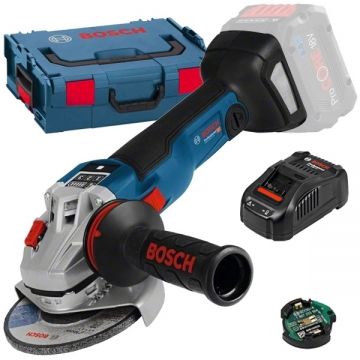 Bosch  GWS 18V-10 SC + GAL 1880 CV - Polizor unghiular fara acumulatori Li-Ion 18 V - Ah 150 mm valiza speciala accesorii + Incarcator acumulatori
