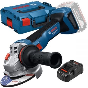 Bosch  GWS 18V-11 S + GAL 1880 CV - Polizor unghiular fara acumulatori Li-Ion 18 V - Ah 125 mm valiza speciala + Incarcator acumulatori
