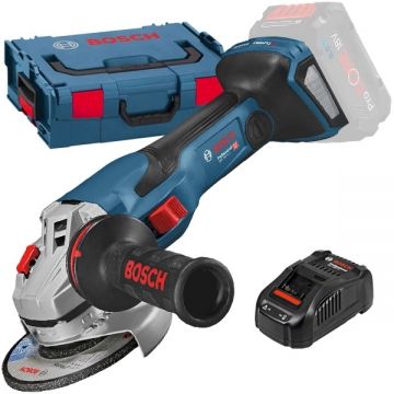 Bosch  GWS 18V-15 C BITURBO + GAL 1880 CV - Polizor unghiular fara acumulatori Li-Ion 18 V - Ah 125 mm valiza speciala + Incarcator acumulatori