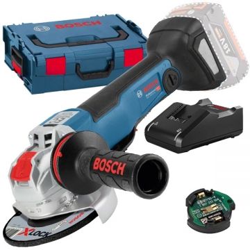 Bosch  GWX 18V-10 PSC X-LOCK + GAL 18V-40 - Polizor unghiular fara acumulatori Li-Ion 18 V - Ah 125 mm valiza speciala accesorii + Incarcator acumulatori
