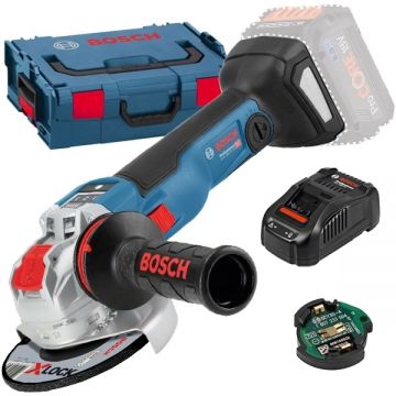 Bosch  GWX 18V-10 SC X-LOCK + GAL 1880 CV - Polizor unghiular fara acumulatori Li-Ion 18 V - Ah 125 mm valiza speciala accesorii + Incarcator acumulatori