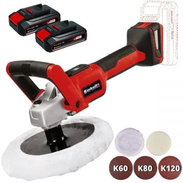 Einhell  CE-CP 18/180 Li E PXC + Twinpack CB - Masina de lustruit 180 mm + Set 2 acumulatori Li-Ion 18 V 2.5 Ah