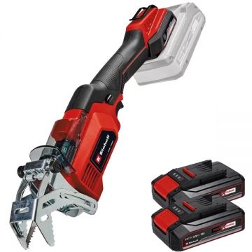 Einhell  GE-GS 18/150 Li PXC + Twinpack CB - Fierastrau sabie 100 mm + Set 2 acumulatori Li-Ion 18 V 2.5 Ah indicator nivel incarcare