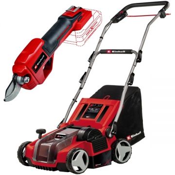 Einhell  GE-SA 36/35 Li PXC + GE-LS 18 Li - Scarificator gazon fara acumulatori si incarcator Li-Ion 36 V - Ah 350 mm + Foarfeca de gradina pentru crengi 28 mm