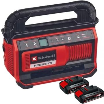 Einhell  PRESSITO 18/25 Hybrid PXC + Twinpack CB - Compresor hibrid 25 l/min 11 bar + Set 2 acumulatori Li-Ion 18 V 2.5 Ah