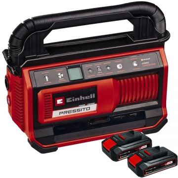 Einhell  PRESSITO 18/25 PXC + Twinpack CB - Compresor 25 l/min 11 bar + Set 2 acumulatori Li-Ion 18 V 2.5 Ah