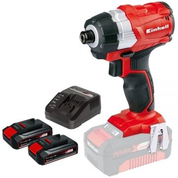 Einhell  TE-CI 18 Li PXC + Twinpack CB + 4514095 - Masina de insurubat cu impact 180 Nm + Set 2 acumulatori si incarcator Li-Ion 18 V 2.5 Ah