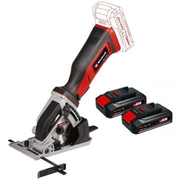 Einhell  TE-CS 18/89 Li PXC + Twinpack CB - Fierastrau circular 89x10 mm + Set 2 acumulatori Li-Ion 18 V 2.5 Ah