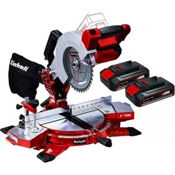 Einhell  TE-MS 18/210 Li PXC + Twinpack CB - Fierastrau circular stationar 210x30 mm + Set 2 acumulatori Li-Ion 18 V 2.5 Ah