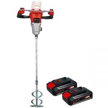 Einhell  TP-MX 18-2 Li BL PXC + Twinpack CB - Masina de amestecat 120 mm + Set 2 acumulatori Li-Ion 18 V 2.5 Ah