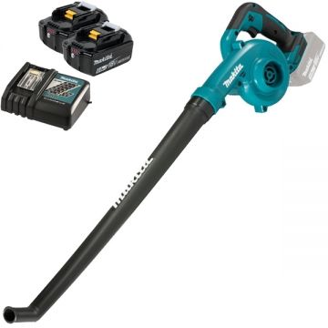 Makita  DUB186Z + 2 x BL1860B + DC18RC - Suflanta de gradina 186 m3/h + Set 2 acumulatori si incarcator Li-Ion 18 V 6 Ah