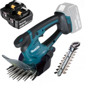 Makita  DUM604ZX + 2 x BL1830B - Masina de tuns gard viu 20 cm accesorii + Set 2 acumulatori Li-Ion 18 V 3 Ah