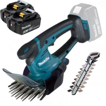 Makita  DUM604ZX + 2 x BL1860B - Masina de tuns gard viu 20 cm accesorii + Set 2 acumulatori Li-Ion 18 V 6 Ah