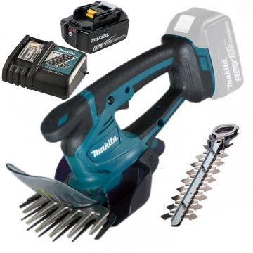 Makita  DUM604ZX + BL1860B + DC18RC - Masina de tuns gard viu 20 cm accesorii + Set acumulator si incarcator Li-Ion 18 V 6 Ah