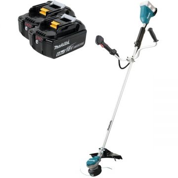 Makita  DUR368AZ + 2 x BL1860B - Motocoasa 350  mm cap cu fir + Set 2 acumulatori Li-Ion 18 V 6 Ah