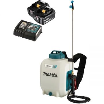 Makita  DUS108Z + 2 x BL1830B + DC18RC - Pulverizator 5 bar 10 l + Set 2 acumulatori si incarcator Li-Ion 18 V 3 Ah