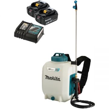 Makita  DUS108Z + 2 x BL1860B + DC18RC - Pulverizator 5 bar 10 l + Set 2 acumulatori si incarcator Li-Ion 18 V 6 Ah