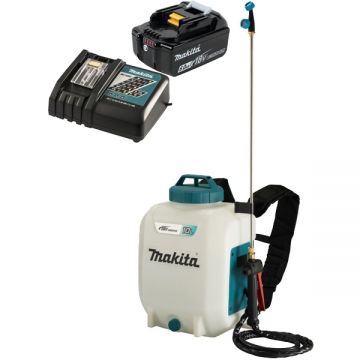 Makita  DUS108Z + BL1860B + DC18RC - Pulverizator 5 bar 10 l + Set acumulator si incarcator Li-Ion 18 V 6 Ah