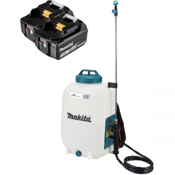 Makita  DUS158Z + 2 x BL1830B - Pulverizator 5 bar 15 l + Set 2 acumulatori Li-Ion 18 V 3 Ah