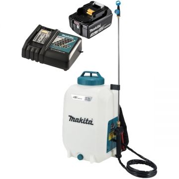 Makita  DUS158Z + BL1830B + DC18RC - Pulverizator 5 bar 15 l + Set acumulator si incarcator Li-Ion 18 V 3 Ah