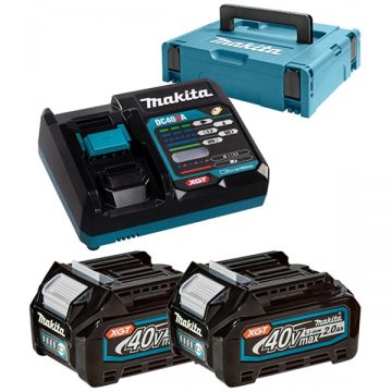 Makita  PSK XGT - Set 2 acumulatori si incarcator Li-Ion 40 V 2 Ah incarcare rapida valiza speciala