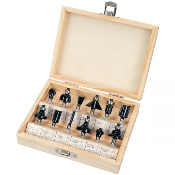 Vorel  22552 - Set cutite frezat tija 6 mm ambalaj lemn 12 bucati