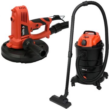 Yato  YT-82340 + YT-85701 - Slefuitor pentru pereti 1220 W 225 mm + Aspirator umed-uscat 1400 W 180 mbar 30 l priza scule electrice